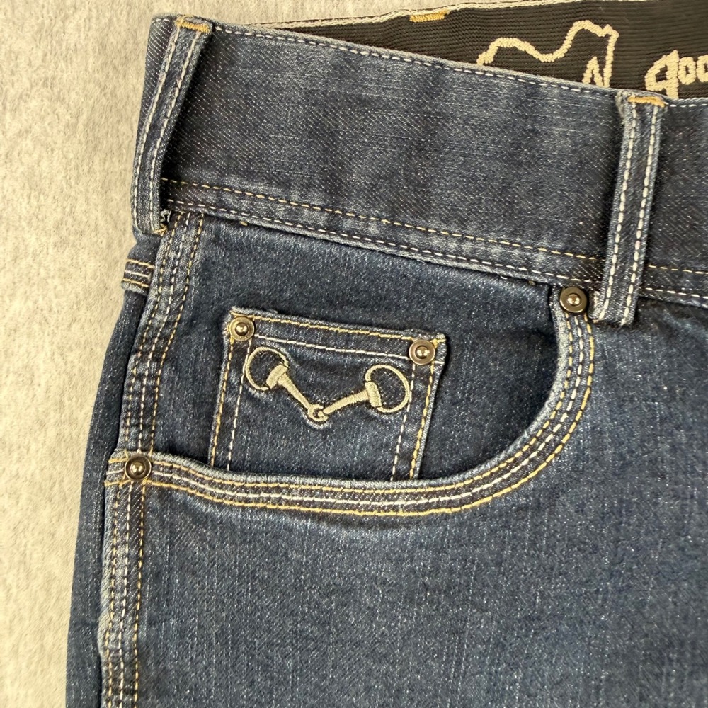 Goode Rider Equestrian Jeans Womens 32 Blue Denim Bootcut Breeches Riding - Picture 4 of 13